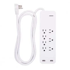 7-Outlet 2-USB 1080-Jouels Port Surge Protector with 6 ft. Cord, White