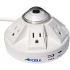 Accell Powramid C 6-Outlet Power Center Surge Protector with USB-A and USB-C Charging Station in White