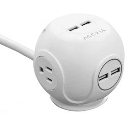 Accell Power Cutie 6 ft. 3-Outlet White Surge Protector with USB Charging Ports