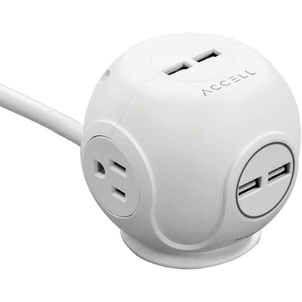 Accell Power Cutie 6 ft. 3-Outlet White Surge Protector with USB Charging Ports 1 Accell Power Cutie 6 ft. 3-Outlet White Surge Protector with USB Charging Ports
