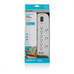 Belkin 12-Outlet Surge Protector with 8 ft. Power Cord and Ethernet, Cable/Satellite and Telephone Protection -Surge Protectors Sales Store white belkin surge protectors bv112234 08 4f 1000