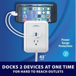 Bell + Howell 3-Outlet Power Pro Wall Outlet Surge Protector with 3 USB Ports and Extension Cord -Surge Protectors Sales Store white bell howell surge protectors 7781 44 1000