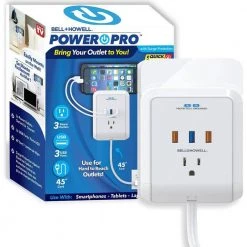 Bell + Howell 3-Outlet Power Pro Wall Outlet Surge Protector with 3 USB Ports and Extension Cord