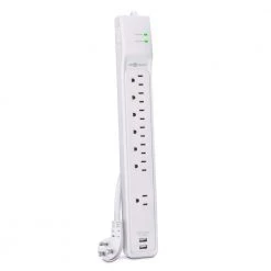 CE TECH 6 ft. 7-Outlet Surge Protector with USB, White -Surge Protectors Sales Store white ce tech surge protectors hdc706uwh 40 1000
