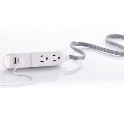 CyberPower 6 ft. 15-Watt 3-Outlet Surge Protector USB-A 2.4 Amp USB-C 400 Joules Braid Cord -Surge Protectors Sales Store white cyberpower surge protectors gc306uchd 1f 1000