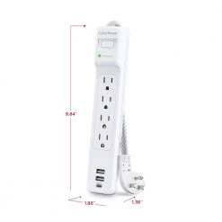 CyberPower 5 ft. 2 USB-A, 1 USB-C 1500J 4-Outlet Surge Protector -Surge Protectors Sales Store white cyberpower surge protectors p405uc 40 1000