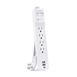 CyberPower 5 ft. 2 USB-A, 1 USB-C 1500J 4-Outlet Surge Protector -Surge Protectors Sales Store white cyberpower surge protectors p405uc 77 1000