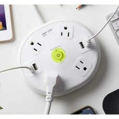 EasyLife Tech 6 ft. 4-Outlet, 4-USB, Round Hub Surge Protector - White -Surge Protectors Sales Store white easylife tech surge protectors 0 2514 76 1000