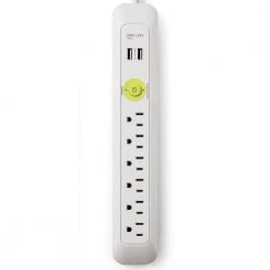 EasyLife Tech 6 ft. 6-Outlet, 2-USB, Power Strip Surge Protector - White