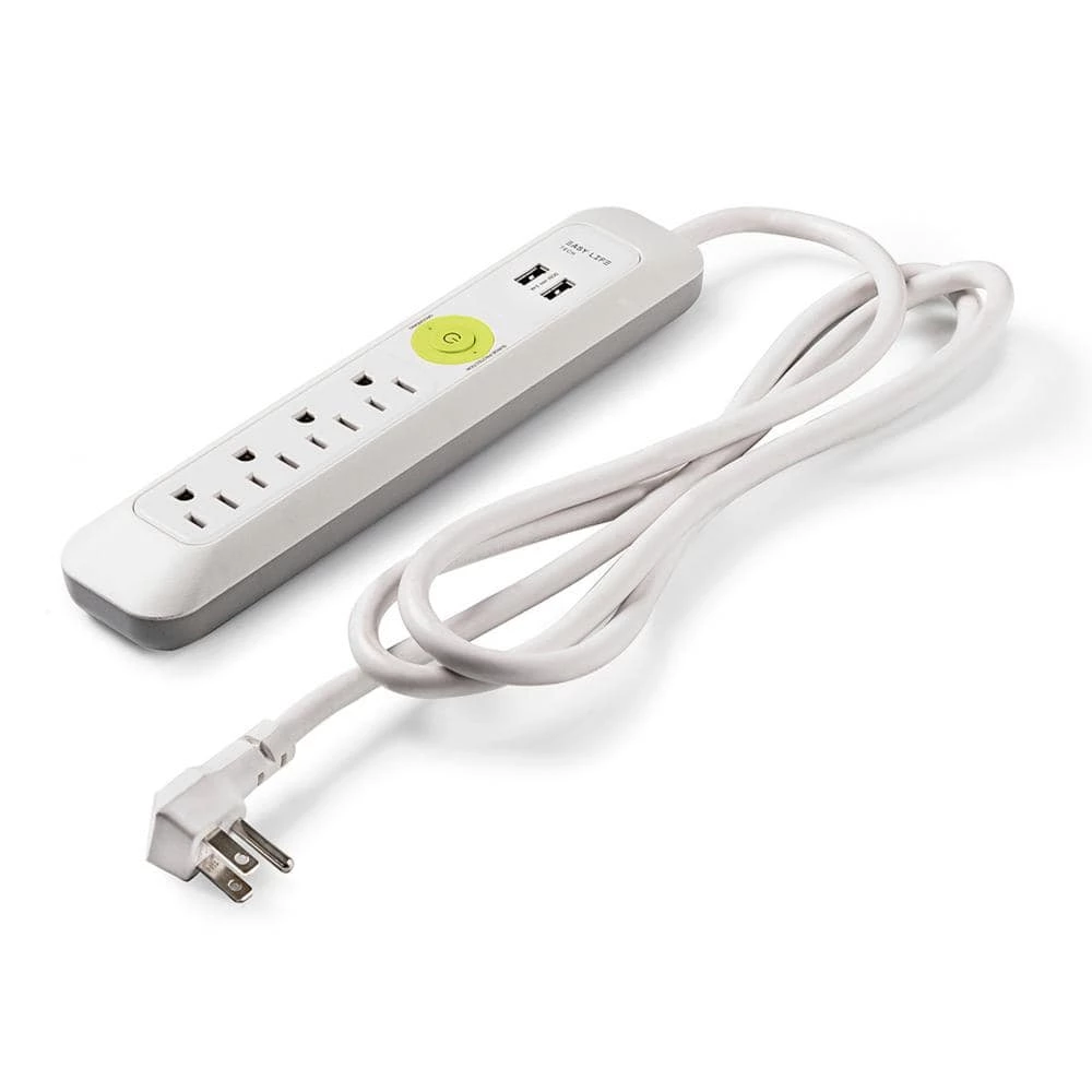EasyLife Tech 6 ft. White 4-Outlet, 2-USB, Power Strip Surge Protector 2 EasyLife Tech 6 ft. White 4-Outlet, 2-USB, Power Strip Surge Protector - Image 2