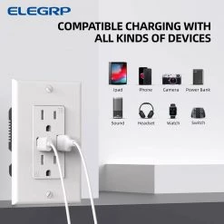 ELEGRP 4.2 Amp Type A & Type C USB Charger Wall Outlet, 15 Amp Duplex Tamper Resistant Outlet, with Wall Plate, White(6 Pack) 12 ELEGRP 4.2 Amp Type A & Type C USB Charger Wall Outlet, 15 Amp Duplex Tamper Resistant Outlet, with Wall Plate, White(6 Pack) -Surge Protectors Sales Store white elegrp electrical outlets receptacles er16142ac 0106s 1f 1000