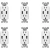 ELEGRP 3.6 Amp Dual USB Charger and 15 Amp Receptacle, White (6-Pack)