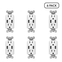 ELEGRP 3.6 Amp Dual USB Charger and 15 Amp Receptacle, White (6-Pack) -Surge Protectors Sales Store white elegrp electrical outlets receptacles r1615d36 wh 3 66 1000