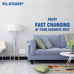 ELEGRP 4.0 Amp Dual USB Ports with Smart Chip 15 Amp Duplex Tamper Resistant Outlet Wall Plate Included, White (6-Pack) -Surge Protectors Sales Store white elegrp electrical outlets receptacles r1615d40 wh6 sw 66 1000