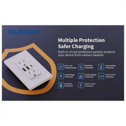 ELEGRP 30-Watt 15 Amp 3-Port Type C and Dual Type A USB Duplex Wall Outlet, Wall Plate Included, White (6-Pack) -Surge Protectors Sales Store white elegrp electrical outlets receptacles r1815d60aac wh6 1f 1000
