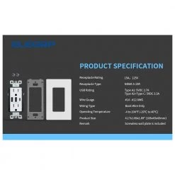 ELEGRP 30-Watt 15 Amp 3-Port Type C and Dual Type A USB Duplex Wall Outlet, Wall Plate Included, White (6-Pack) -Surge Protectors Sales Store white elegrp electrical outlets receptacles r1815d60aac wh6 fa 1000