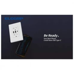 ELEGRP 30-Watt 20 Amp 3-Port Type C and Dual Type A USB Duplex Wall Outlet, Wall Plate Included, White (6-Pack) -Surge Protectors Sales Store white elegrp electrical outlets receptacles r1820d60aac wh6 c3 1000