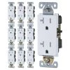 Faith Decorator Receptacle 20 Amp 125-Volt Tamper-Resistant NEMA5-20R Commercial Grade Duplex Outlet, White (10-Pack)