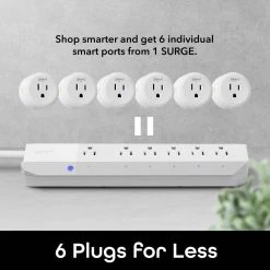 Geeni Surge 6-Outlet Smart Wi-Fi Surge Protector -Surge Protectors Sales Store white geeni smart outlets gn sw003 199 4f 1000