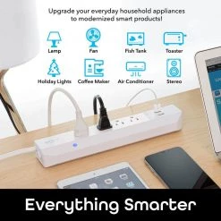 Geeni Surge+Charge Smart Wi-Fi 4-Outlet 2-USB Surge Protector -Surge Protectors Sales Store white geeni smart outlets gn sw023 199 1f 1000