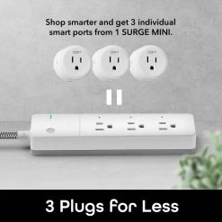 Geeni Surge Mini 3 Outlet Smart Wi-Fi Surge Protector 3 ft. Flexible Fabric Cable No Hub Required Alexa Google Voice Control -Surge Protectors Sales Store white geeni surge protectors gn sw004 199 1f 1000