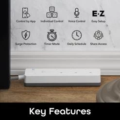 Geeni Surge Mini 3 Outlet Smart Wi-Fi Surge Protector 3 ft. Flexible Fabric Cable No Hub Required Alexa Google Voice Control -Surge Protectors Sales Store white geeni surge protectors gn sw004 199 66 1000