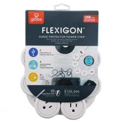 Globe Electric Flexigon 6 ft. 2 USB Port 4-Outlet Surge Protector Power Strip 13 Globe Electric Flexigon 6 ft. 2 USB Port 4-Outlet Surge Protector Power Strip -Surge Protectors Sales Store white globe electric surge protectors 7817501 76 1000