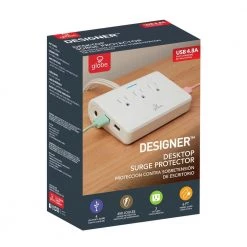 Globe Electric Designer 6 ft. 4 USB 3-Outlet Surge Protector Desktop Power Strip with Fabric Cord, White -Surge Protectors Sales Store white globe electric surge protectors 78428 76 1000