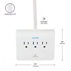 Globe Electric Designer 6 ft. 4 USB 3-Outlet Surge Protector Desktop Power Strip with Fabric Cord, White -Surge Protectors Sales Store white globe electric surge protectors 78428 fa 1000