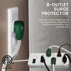 Go Green Power 8-Outlet 6 ft. Cord Surge Protector Lighted Rocker Switch, White -Surge Protectors Sales Store white go green power surge protectors gg 18316wh 4f 1000