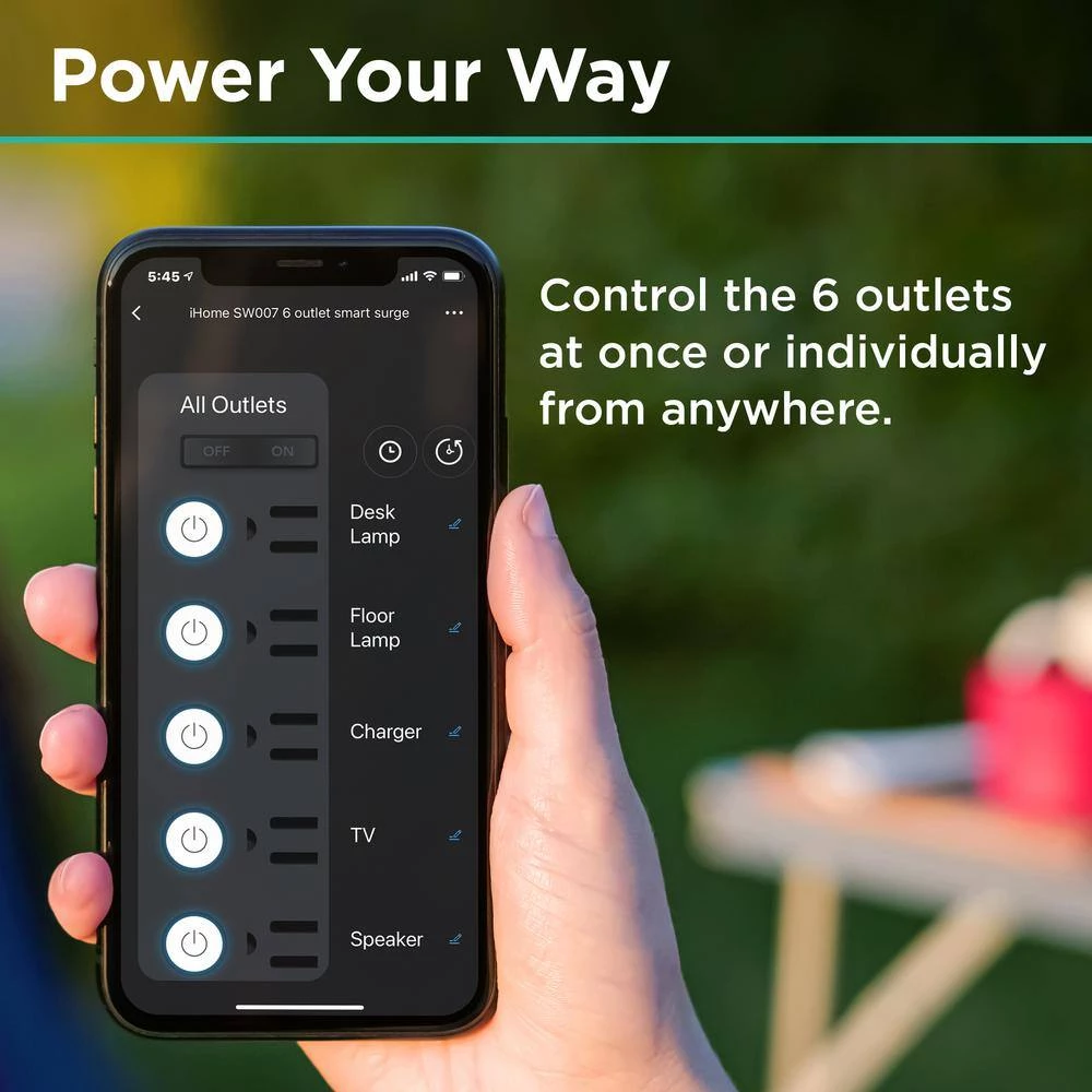 IHome Flow 3 ft. 6-Outlets Smart Surge Protector 6 IHome Flow 3 ft. 6-Outlets Smart Surge Protector - Image 6