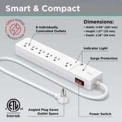 IHome Flow 3 ft. 6-Outlets Smart Surge Protector 13 IHome Flow 3 ft. 6-Outlets Smart Surge Protector -Surge Protectors Sales Store white ihome surge protectors ih sw007 199 4f 1000