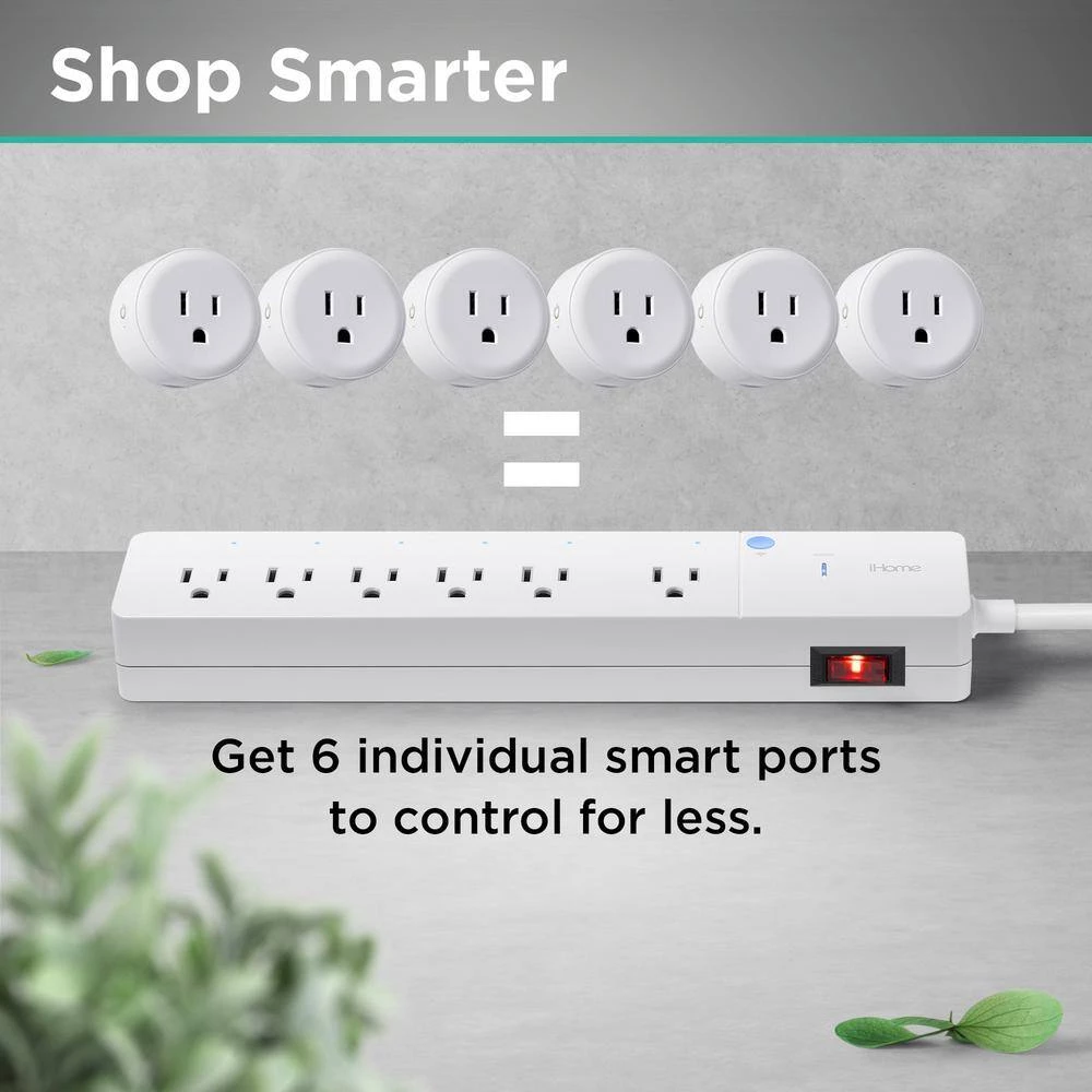 IHome Flow 3 ft. 6-Outlets Smart Surge Protector 3 IHome Flow 3 ft. 6-Outlets Smart Surge Protector - Image 3