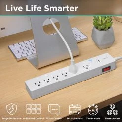 IHome Flow 3 ft. 6-Outlets Smart Surge Protector 12 IHome Flow 3 ft. 6-Outlets Smart Surge Protector -Surge Protectors Sales Store white ihome surge protectors ih sw007 199 c3 1000