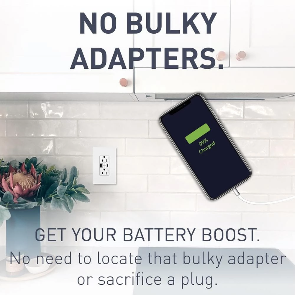 Legrand Radiant 15 Amp 125-Volt Tamper Resistant Self-Test GFCI Duplex Outlet with Type A/C USB, White 7 Legrand Radiant 15 Amp 125-Volt Tamper Resistant Self-Test GFCI Duplex Outlet with Type A/C USB, White - Image 7