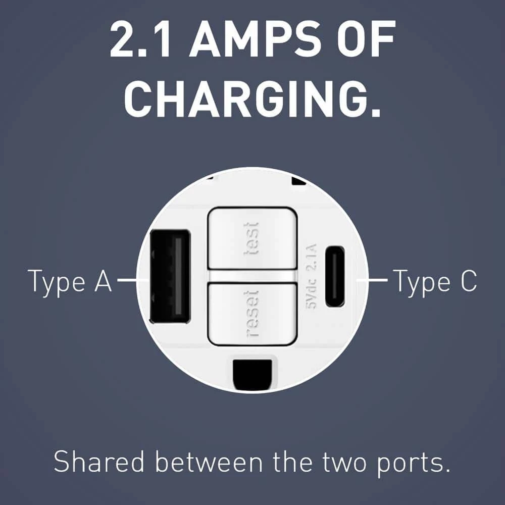 Legrand Radiant 15 Amp 125-Volt Tamper Resistant Self-Test GFCI Duplex Outlet with Type A/C USB, White 8 Legrand Radiant 15 Amp 125-Volt Tamper Resistant Self-Test GFCI Duplex Outlet with Type A/C USB, White - Image 8