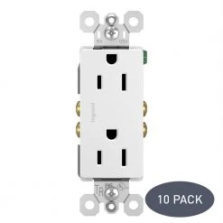 Legrand radiant 15 Amp 125-Volt Tamper Resistant Decorator Duplex Outlet, White (10-Pack)