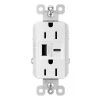 Legrand radiant 15 Amp 125-Volt Decorator Duplex Outlet with 6.0 Amp Type A/C USB, White