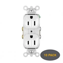 Legrand Pass and Seymour 15 Amp 125-Volt Tamper Resistant Commercial Grade Backwire Duplex Outlet, White (10-Pack)