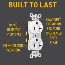 Legrand Pass and Seymour 20 Amp 125-Volt Tamper Resistant Commercial Grade Backwire Duplex Outlet, White (10-Pack) -Surge Protectors Sales Store white legrand electrical outlets receptacles tr5362wcp6 1f 1000