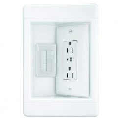 Legrand Pass & Seymour 1 Gang Recessed TV Media Box Kit with Surge Suppressing Outlet and Low Voltage Inserts, White