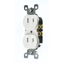 Leviton 15 Amp 2-Wire Duplex Outlet, White -Surge Protectors Sales Store white leviton electrical outlets receptacles 223 w 40 1000