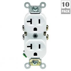 Leviton 20 Amp Commercial Grade Duplex Outlet, White (10-Pack) 11 Leviton 20 Amp Commercial Grade Duplex Outlet, White (10-Pack) -Surge Protectors Sales Store white leviton electrical outlets receptacles m02 cbr20 wmp 66 1000