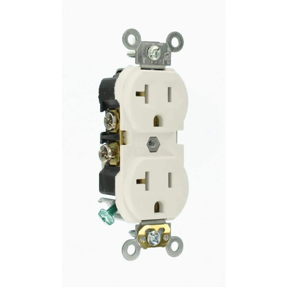 Leviton 20 Amp Commercial Grade Duplex Outlet, White (10-Pack) 2 Leviton 20 Amp Commercial Grade Duplex Outlet, White (10-Pack) - Image 2