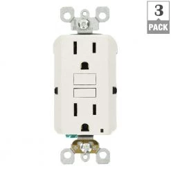 Leviton 15 Amp Self-Test SmartlockPro Slim GFCI Duplex Outlet, White (3-Pack) -Surge Protectors Sales Store white leviton electrical outlets receptacles m02 gfnt1 03w 4f 1000