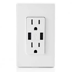 Leviton 15 Amp Decora Combination Tamper Resistant Duplex Outlet and USB Charger, White (3-Pack) -Surge Protectors Sales Store white leviton electrical outlets receptacles m02 t5632 3bw 1f 1000
