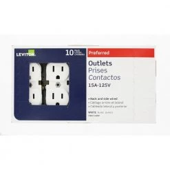 Leviton 15 Amp Commercial Grade Duplex Outlet, White (10 Pack) -Surge Protectors Sales Store white leviton electrical outlets receptacles m22 cbr15 wmp 1d 1000