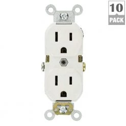 Leviton 15 Amp Commercial Grade Duplex Outlet, White (10 Pack) -Surge Protectors Sales Store white leviton electrical outlets receptacles m22 cbr15 wmp 66 1000