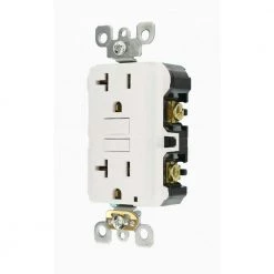 Leviton 20 Amp Self-Test SmartlockPro Slim GFCI Duplex Outlet, White (3-Pack) -Surge Protectors Sales Store white leviton electrical outlets receptacles m22 gfnt2 03w 1d 1000