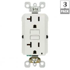 Leviton 20 Amp Self-Test SmartlockPro Slim GFCI Duplex Outlet, White (3-Pack) -Surge Protectors Sales Store white leviton electrical outlets receptacles m22 gfnt2 03w 4f 1000